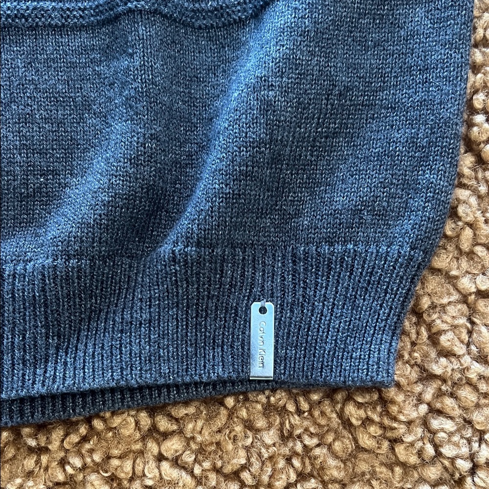 Calvin Klein Dark Gray V-Neck Sweater - Picture 3 of 5